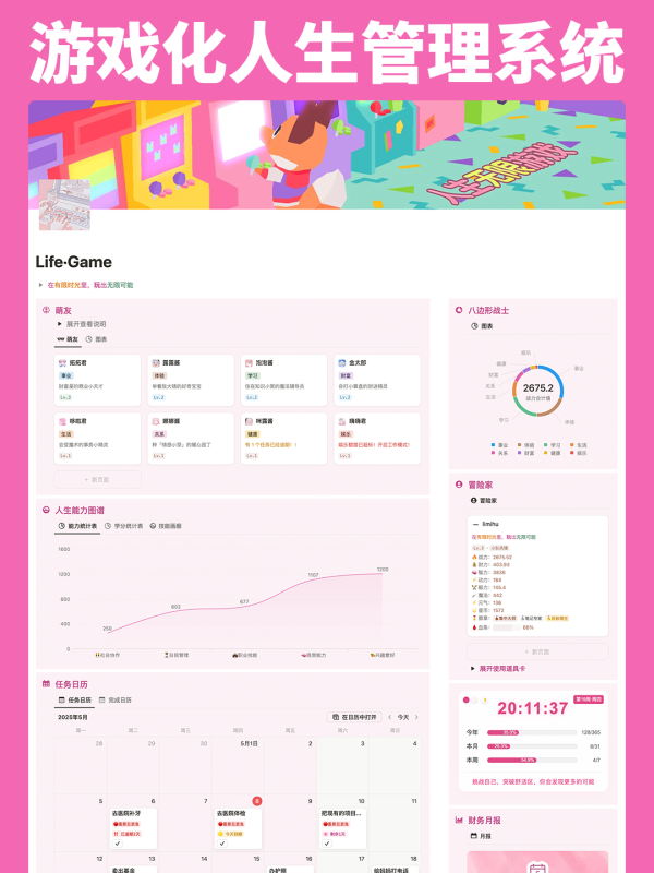 游戏化人生管理系统Notion模板 人生无限游戏LifeGameOS-李迷糊limihu