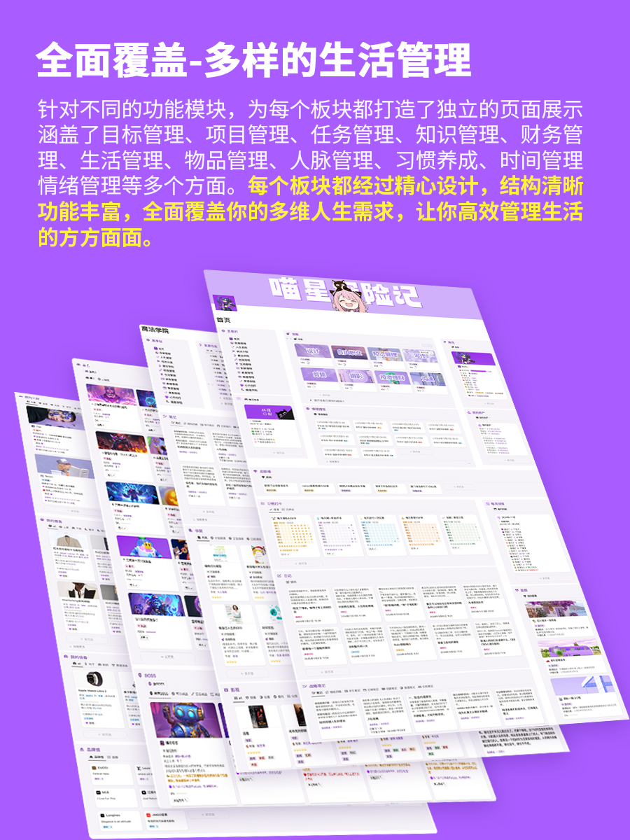 游戏化人生管理系统Notion模板“喵星探险记”，不仅仅是第二大脑-李迷糊limihu